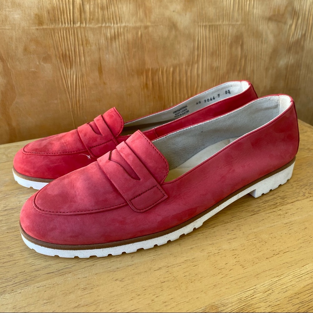 Paul Green Carmela Red Nubuck Suede Soft Loafer